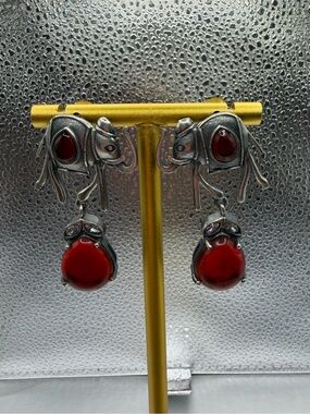 Oxidized Silver Toned Drop Earrings